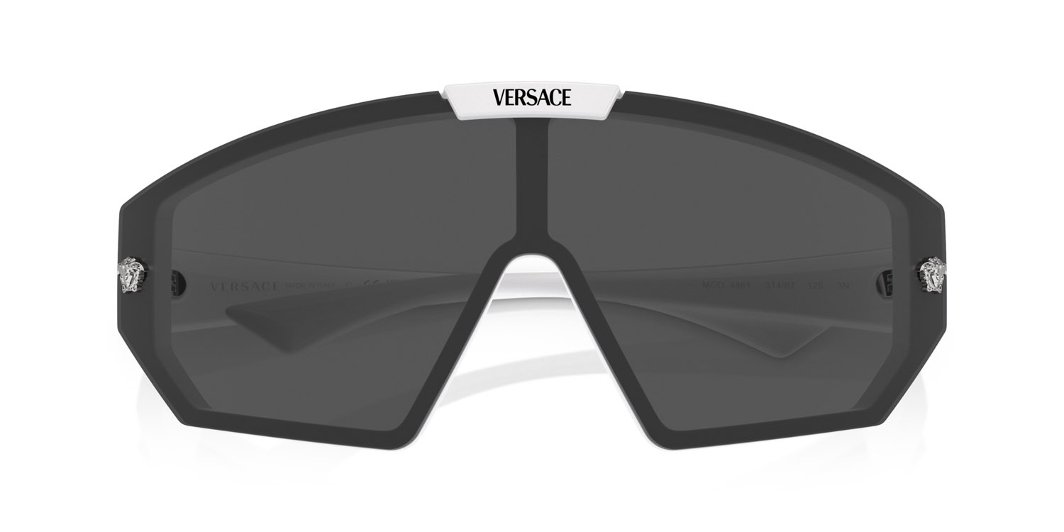 Occhiali da sole Versace VE 4461 (314/87) colore bianco forma irregolare lenti dark grey/mirror silver