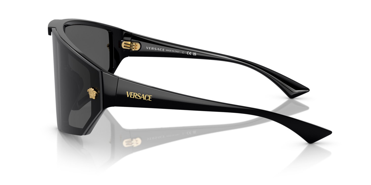 Occhiali da sole Versace VE 4461 (GB1/87) colore nero forma irregolare lenti dark grey/mirror gold