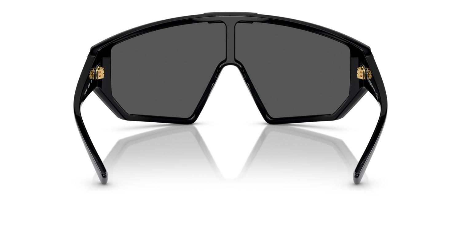 Occhiali da sole Versace VE 4461 (GB1/87) colore nero forma irregolare lenti dark grey/mirror gold