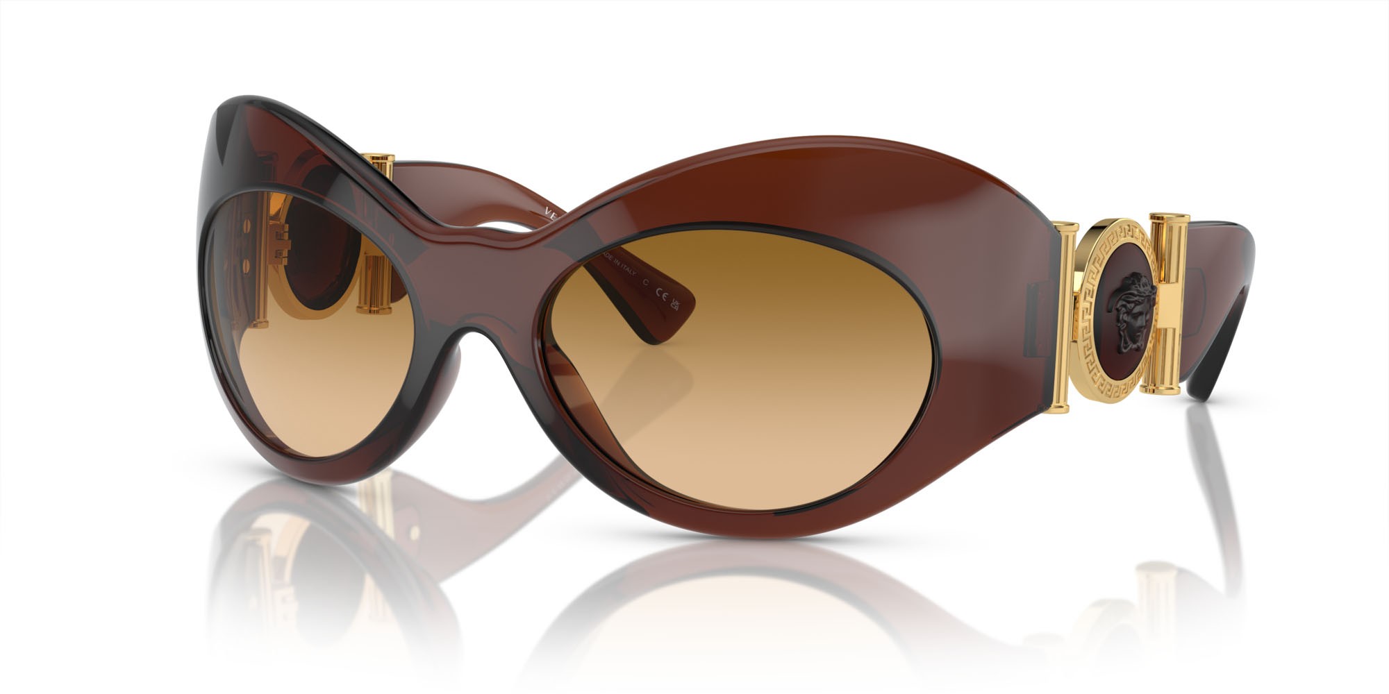 Sonnenbrillen Versace VE 4462 (54462L) farbe marrone trasparente form unregelmäßig gläser giallo sfumato marrone