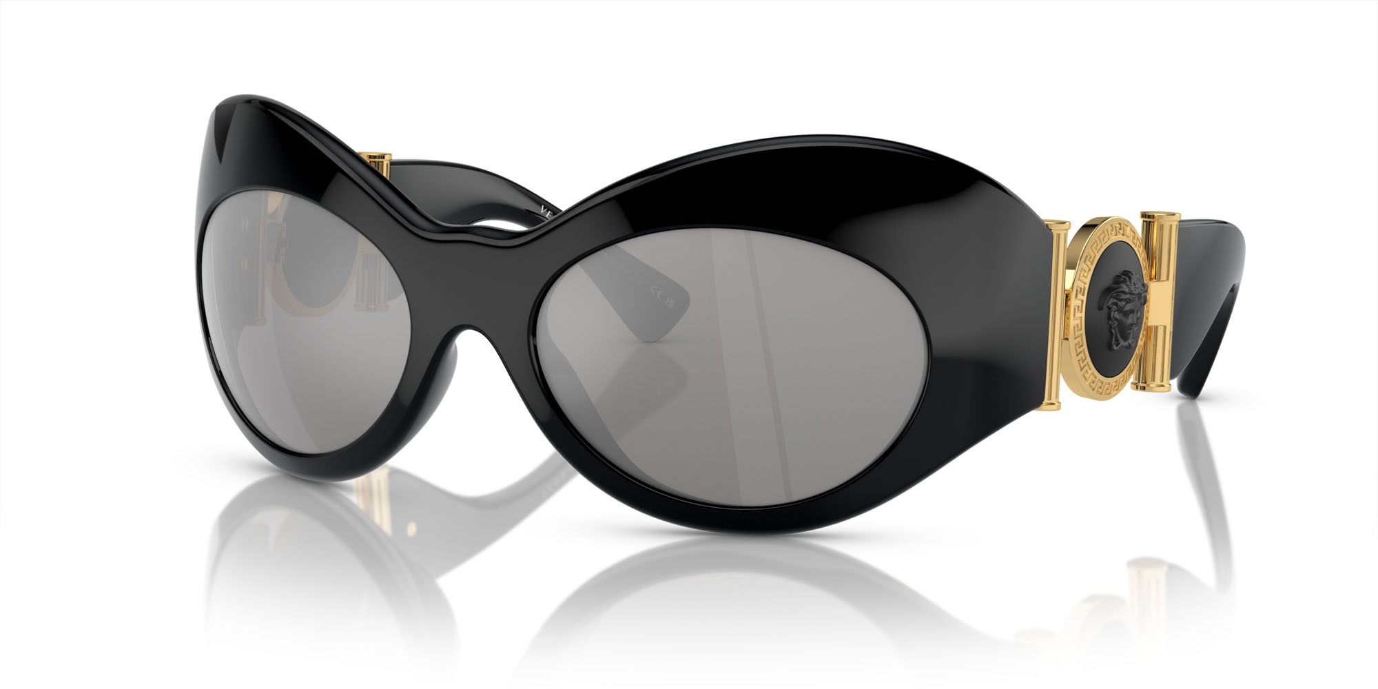Sonnenbrillen Versace VE 4462 (GB1/6G) farbe nero form unregelmäßig gläser grigio chiaro specchiato argento 80