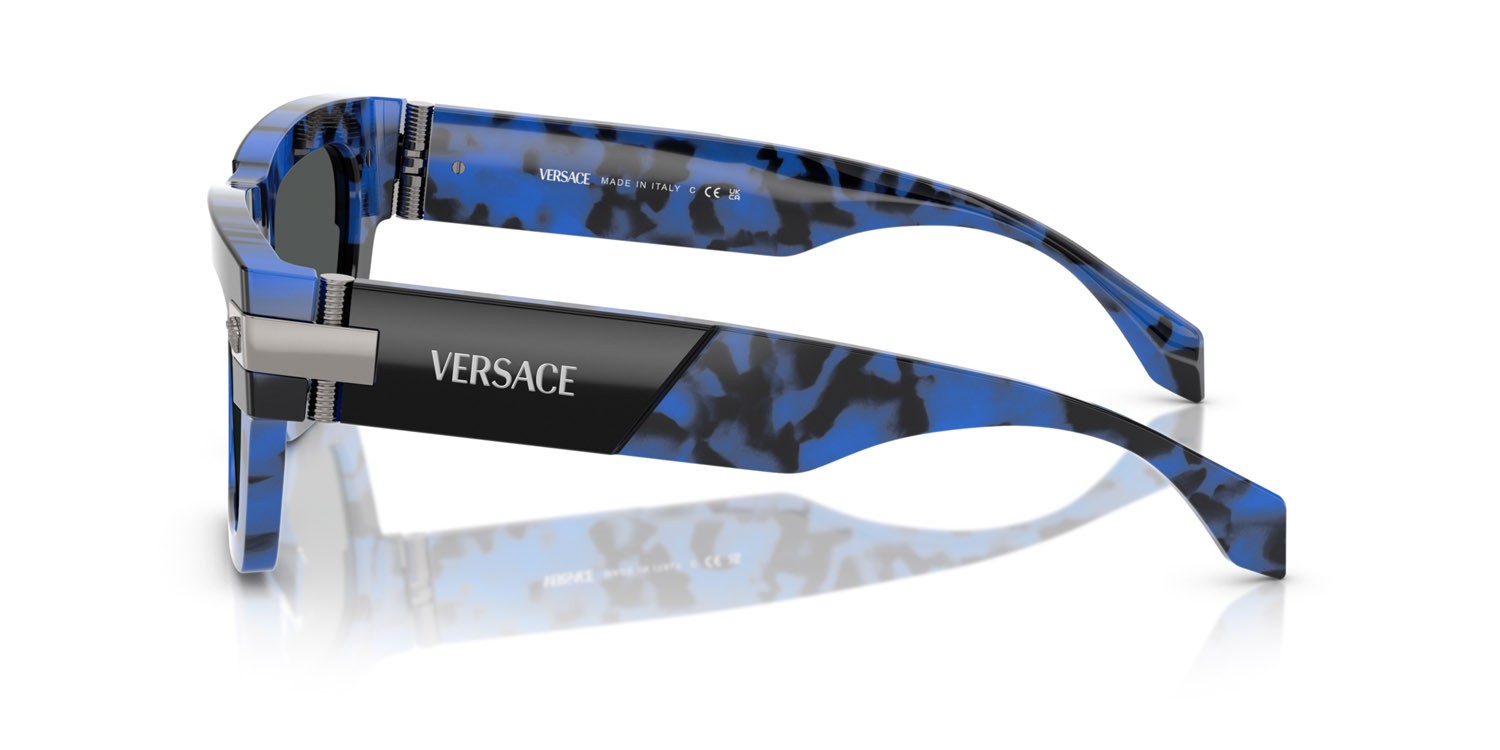 Occhiali da sole Versace VE 4464 (545887) colore havana blu forma rettangolare lenti grigio scuro