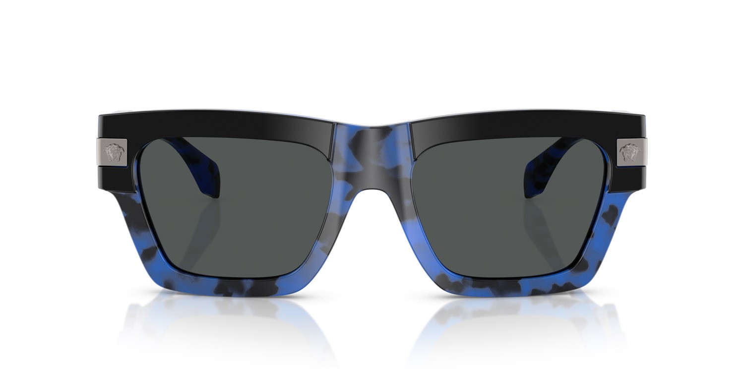 Occhiali da sole Versace VE 4464 (545887) colore havana blu forma rettangolare lenti grigio scuro