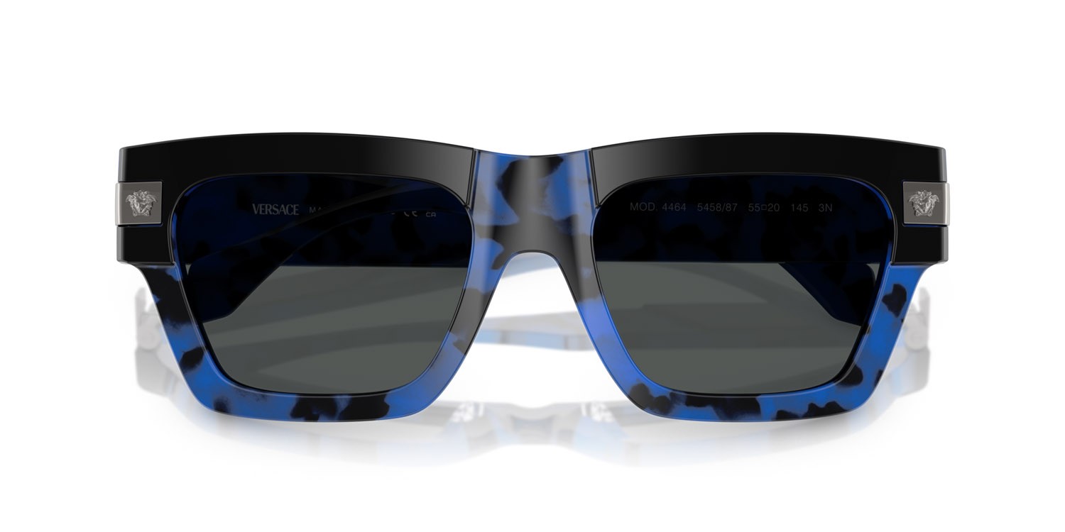 Occhiali da sole Versace VE 4464 (545887) colore havana blu forma rettangolare lenti grigio scuro