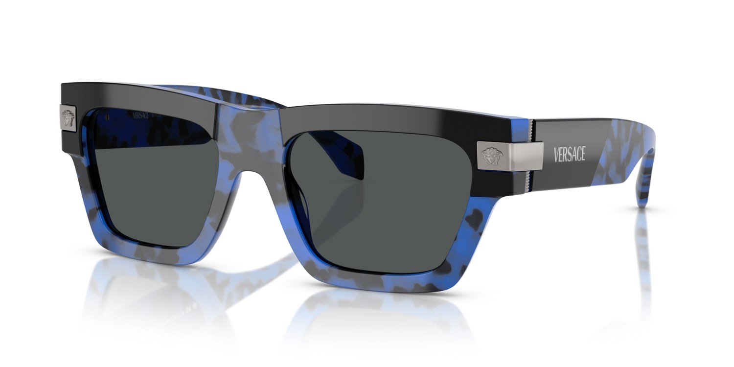 Occhiali da sole Versace VE 4464 (545887) colore havana blu forma rettangolare lenti grigio scuro