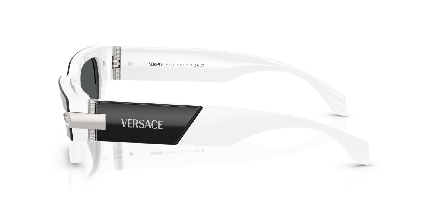 Occhiali da sole Versace VE 4465 (545987) colore top nero/bianco forma rettangolare lenti grigio scuro