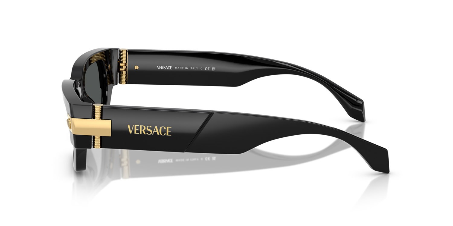Occhiali da sole Versace VE 4465 (GB1/87) colore nero forma rettangolare lenti grigio scuro