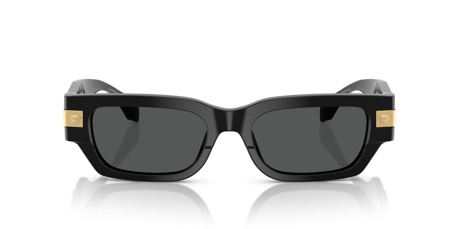 Occhiali da sole Versace VE 4465 (GB1/87) colore nero forma rettangolare lenti grigio scuro