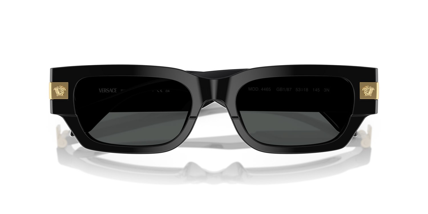 Occhiali da sole Versace VE 4465 (GB1/87) colore nero forma rettangolare lenti grigio scuro