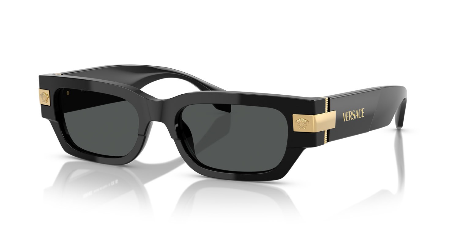 Occhiali da sole Versace VE 4465 (GB1/87) colore nero forma rettangolare lenti grigio scuro
