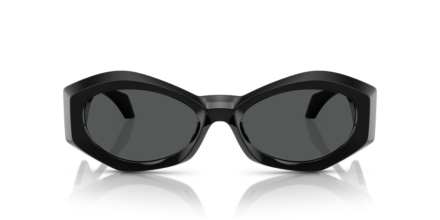 Occhiali da sole Versace VE 4466U (GB1/87) colore nero forma irregolare lenti grigio scuro