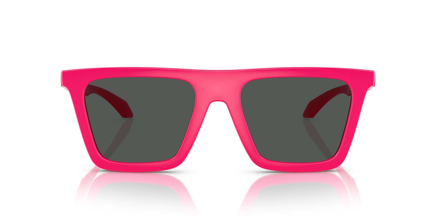 Occhiali da sole Versace VE 4468U (544887) colore fuchsia fluo forma rettangolare lenti grigio scuro
