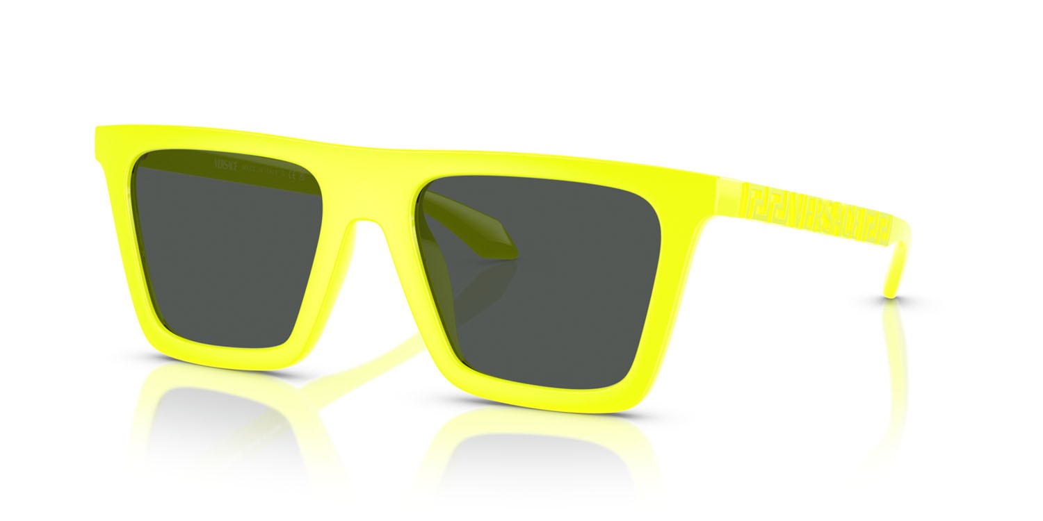 Sunglasses Versace VE 4468U (544987) color tropical full yellow shape rectangle lenses grigio scuro