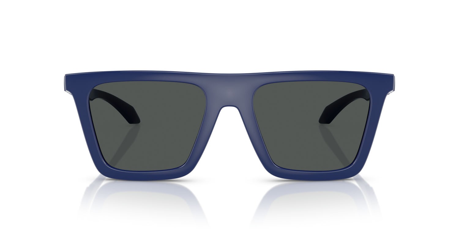 Occhiali da sole Versace VE 4468U (545087) colore blu pieno forma rettangolare lenti grigio scuro