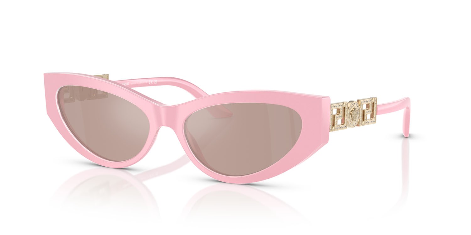Sunglasses Versace VE 4470B (5473/5) color perla pastel pink shape cat eye lenses light pink mirror silver