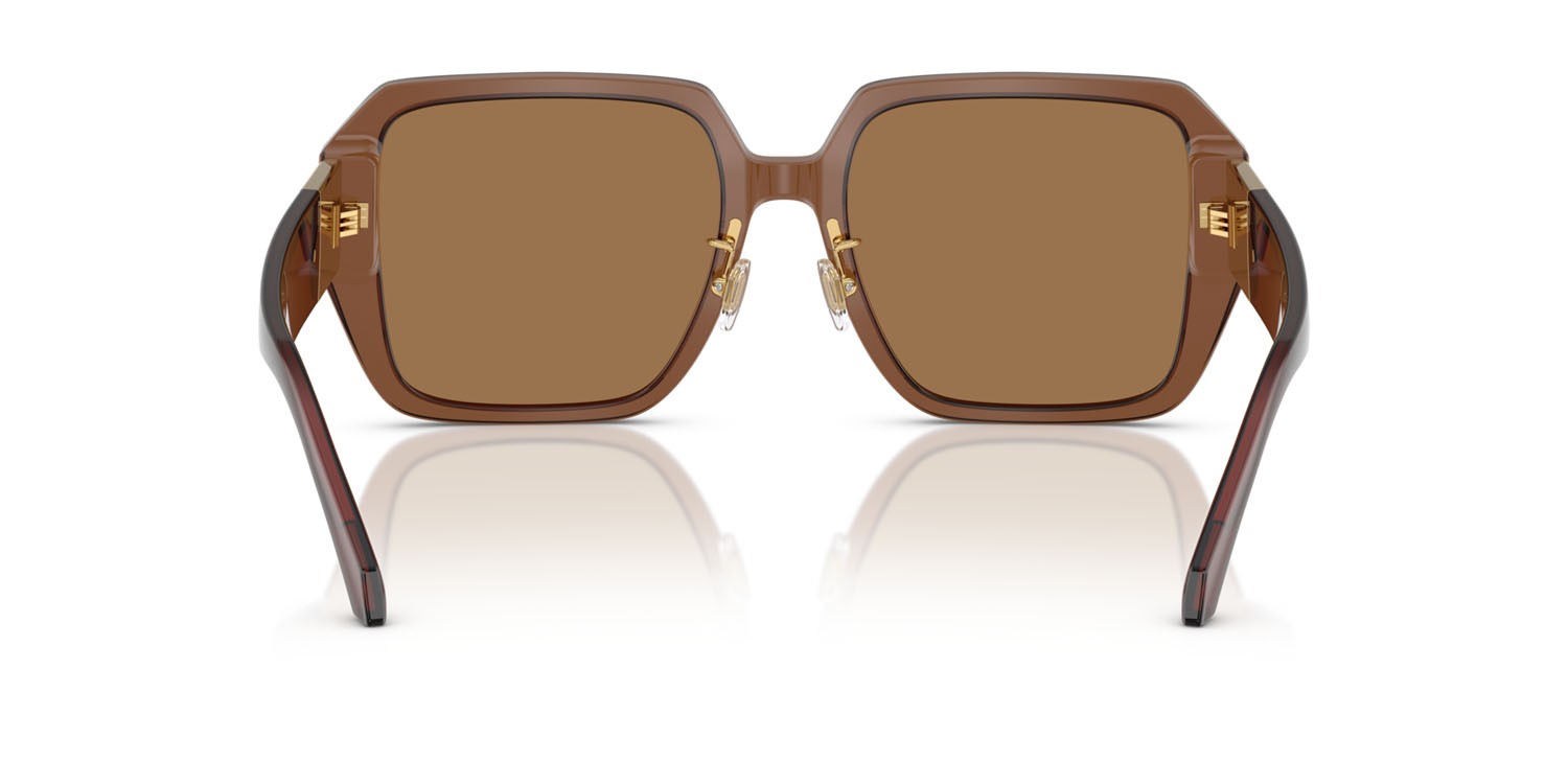 Occhiali da sole Versace VE 4472D (5028/O) colore marrone scuro trasparente forma quadrato lenti marrone arancio metallizzata