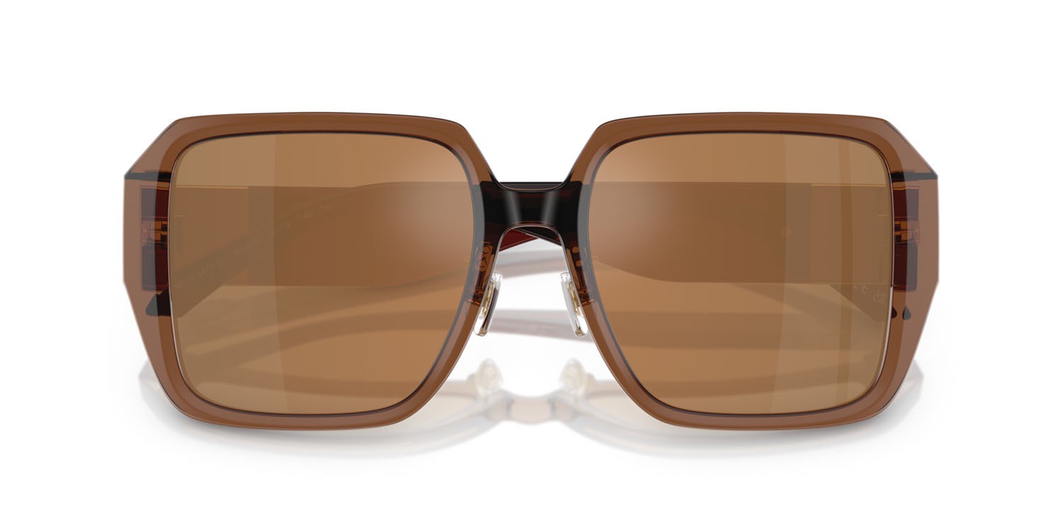 Occhiali da sole Versace VE 4472D (5028/O) colore marrone scuro trasparente forma quadrato lenti marrone arancio metallizzata