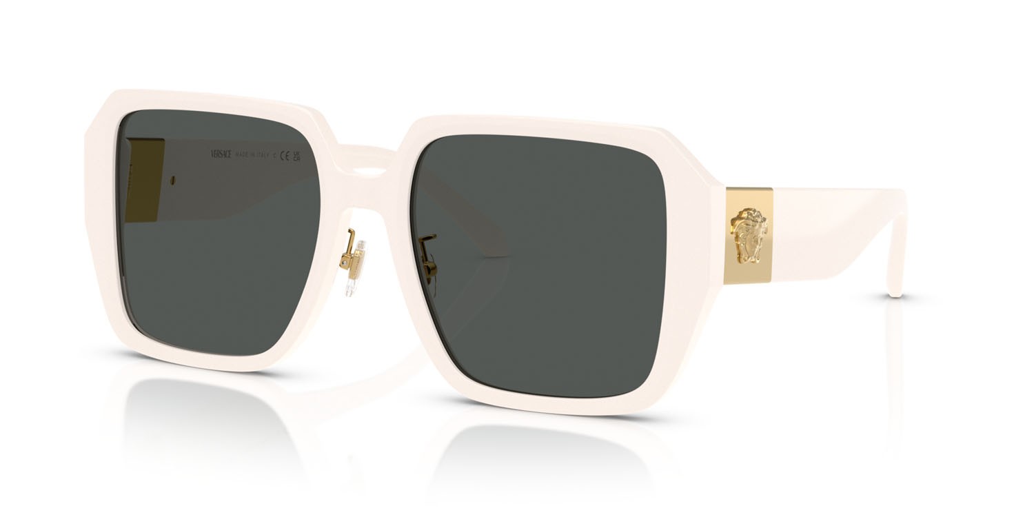 Occhiali da sole Versace VE 4472D (548487) colore bianco avorio forma quadrato lenti grigio scuro