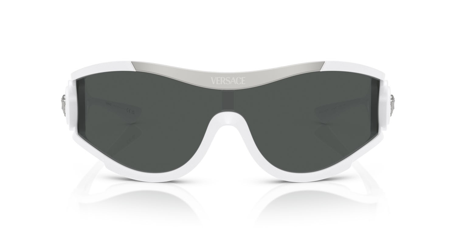 Occhiali da sole Versace VE 4475 (314/87) colore bianco forma irregolare lenti grigio scuro