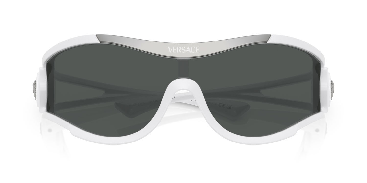 Occhiali da sole Versace VE 4475 (314/87) colore bianco forma irregolare lenti grigio scuro