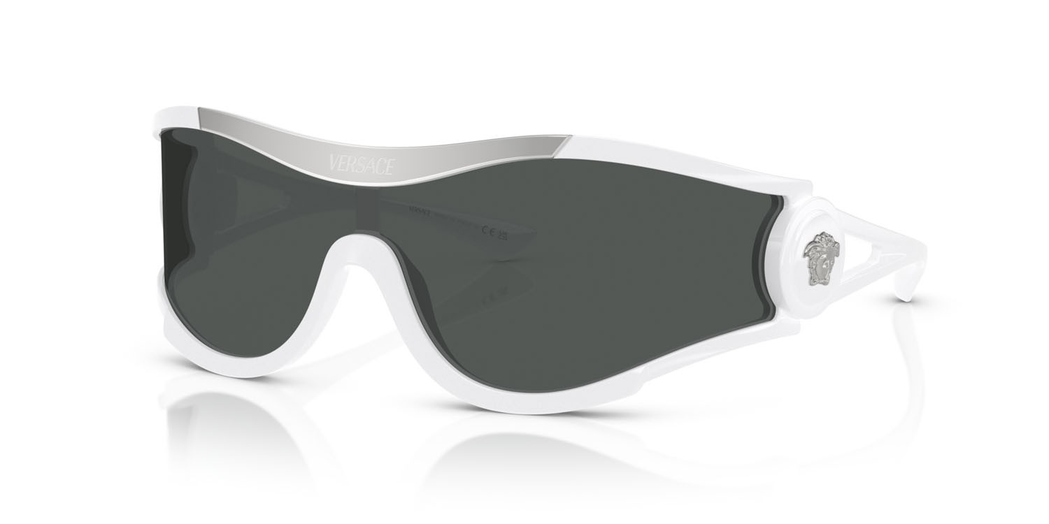 Occhiali da sole Versace VE 4475 (314/87) colore bianco forma irregolare lenti grigio scuro