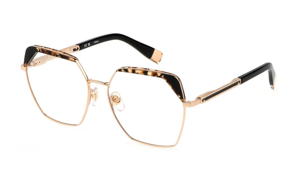 Eyeglasses Furla VFU674V (300Y) color oro rosè lucido 