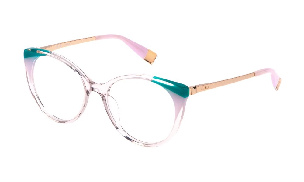 Eyeglasses Furla VFU722V (06PP) color rosa verde trasparente 