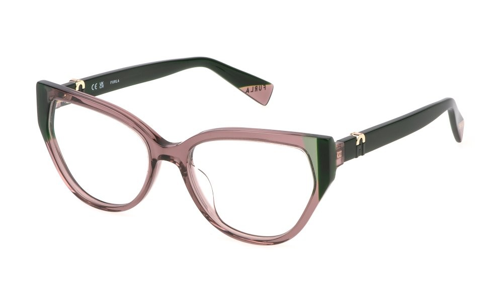 Eyeglasses Furla VFU762V (6S4Y) color rosa trasparente lucido 