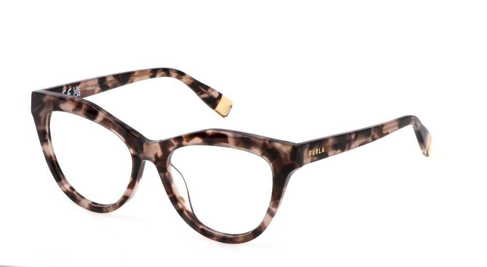 Eyeglasses Furla VFU766 (0XAP) color fantasia marrone 