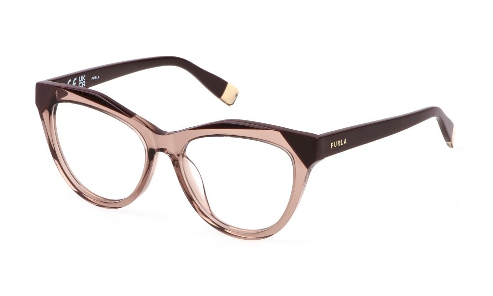 Eyeglasses Furla VFU766V (0805) color marron chiaro trasparente lucido 