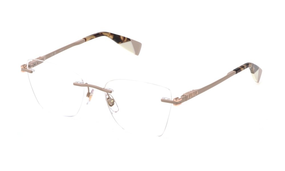 Eyeglasses Furla VFU773 (08F9) color beige pieno lucido 