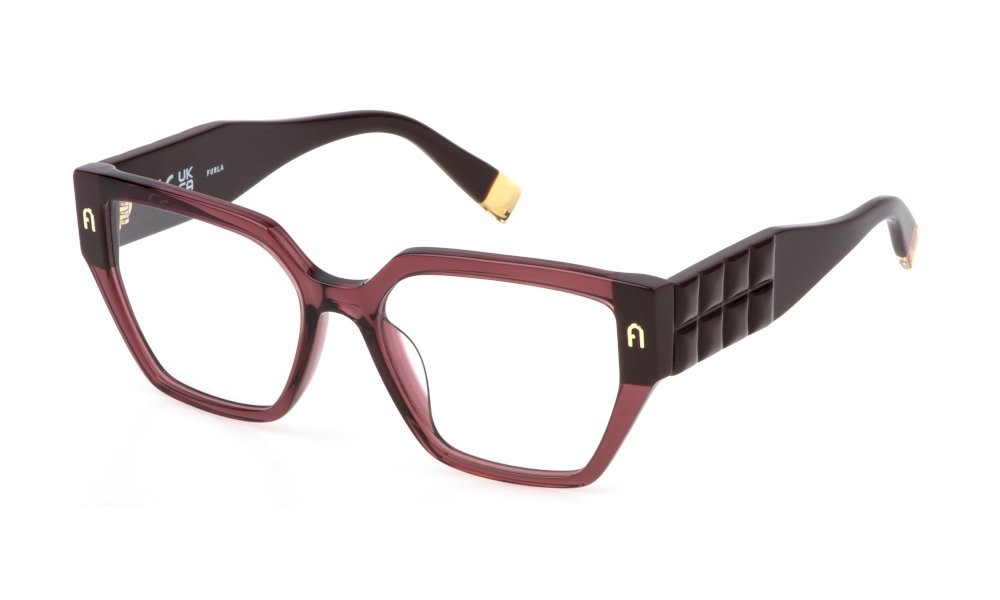 Eyeglasses Furla VFU775 (0AFD) color lampone trasparente lucido 