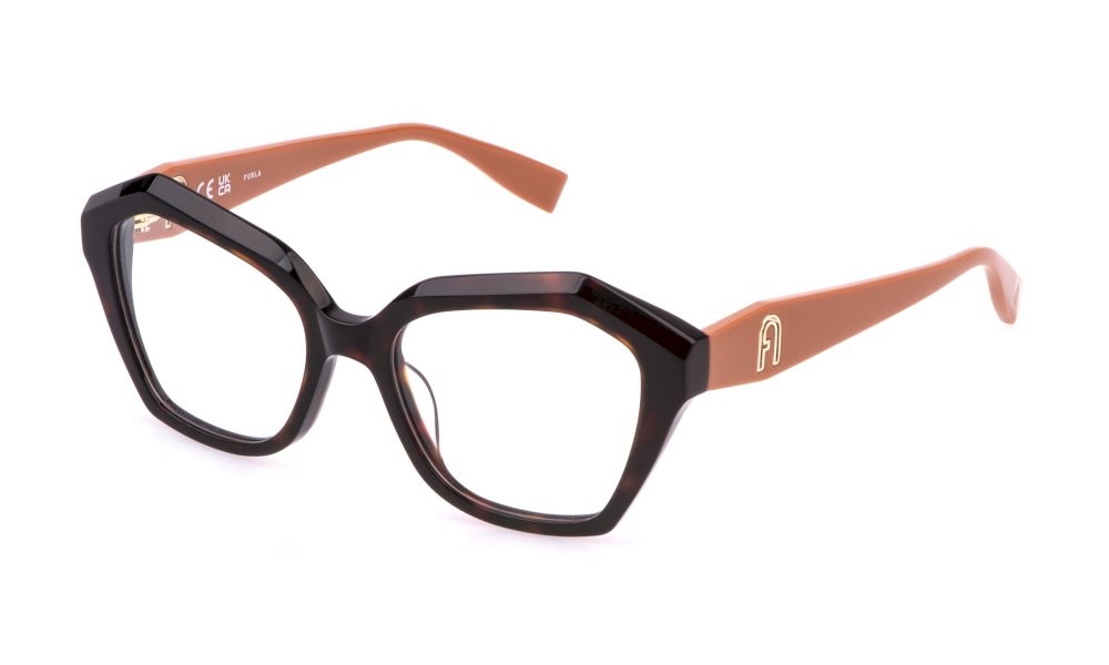 Eyeglasses Furla VFU822 (0722) color avana scura lucida 