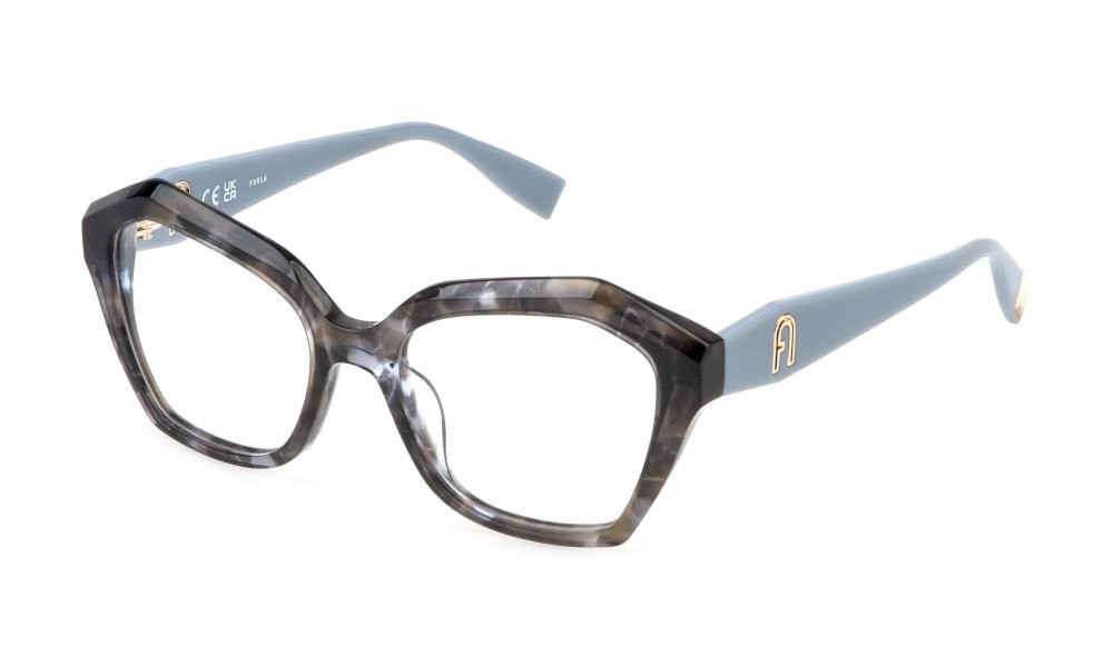 Eyeglasses Furla VFU822 (096N) color avana grigia lucida 