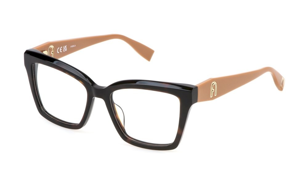 Eyeglasses Furla VFU823 (0722) color avana scura lucida 