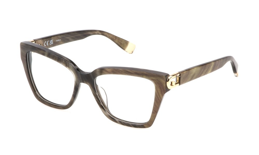 Eyeglasses Furla VFU826 (06Y4) color marrone madreperla lucido 