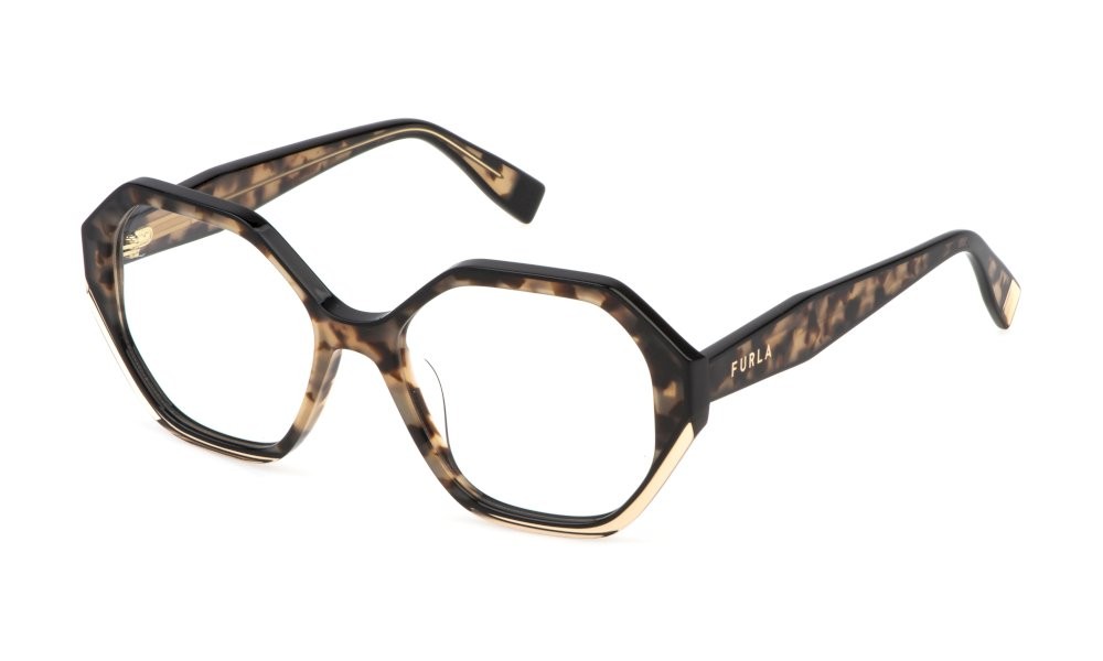Eyeglasses Furla VFU829V (07UX) color avana marrone/beige lucida 