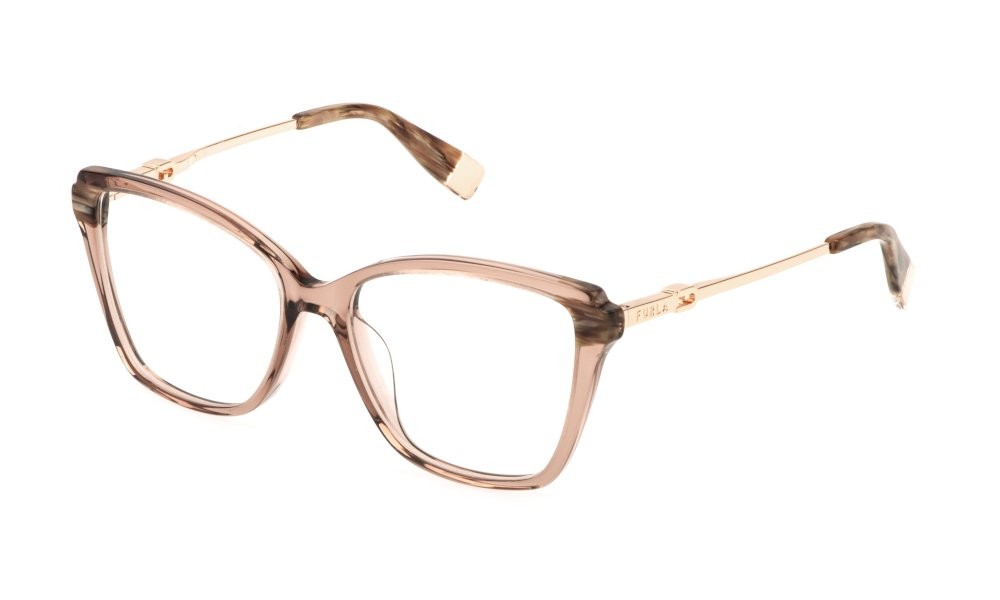 Eyeglasses Furla VFU830 (0805) color marron chiaro trasparente lucido 
