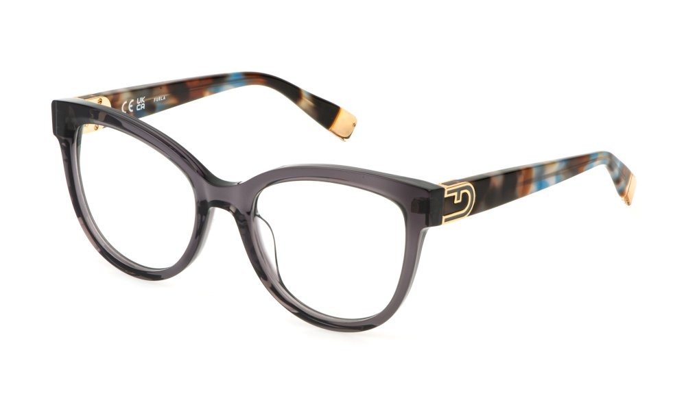 Eyeglasses Furla VFU864 (0AAU) color grigio scuro lucido 