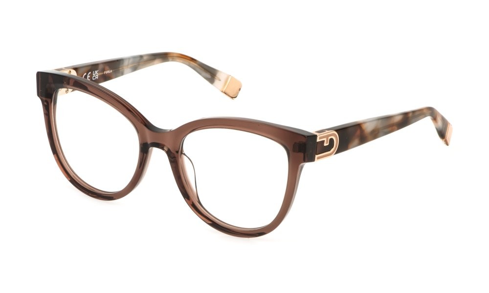 Eyeglasses Furla VFU864 (0G73) color marrone trasparente 