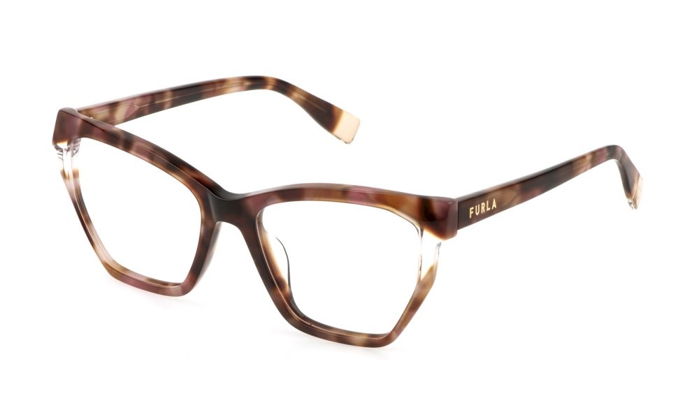 Eyeglasses Furla VFU868V (01GQ) color avana marrone/rosa 