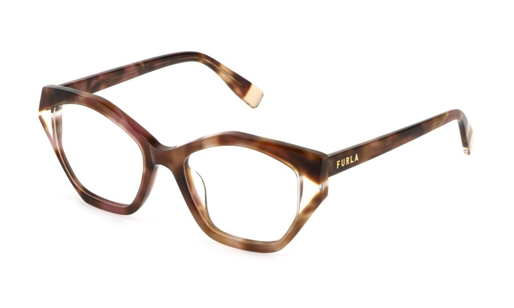 Eyeglasses Furla VFU869V (01GQ) color avana marrone/rosa 