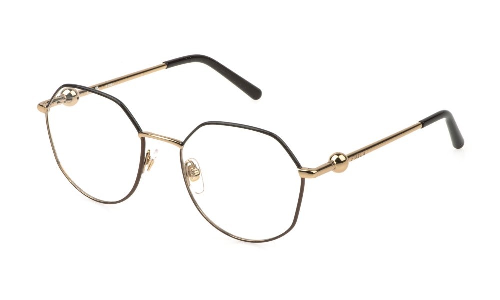Eyeglasses Furla VFU870 (0342) color oro rose' c/parti marrone pieno lucido 