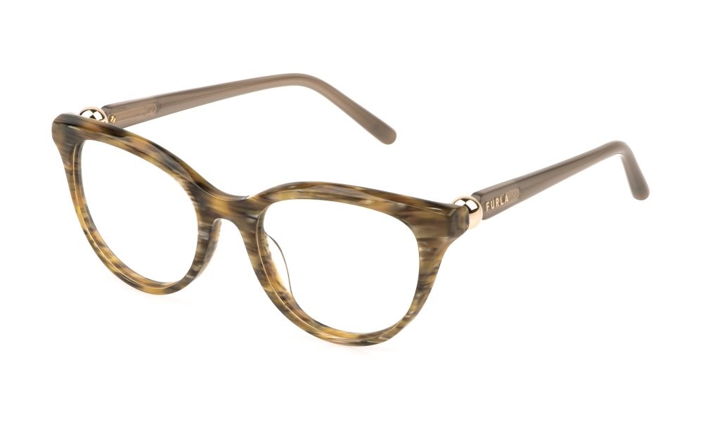 Eyeglasses Furla VFU877 (01EV) color marron chiaro striato 