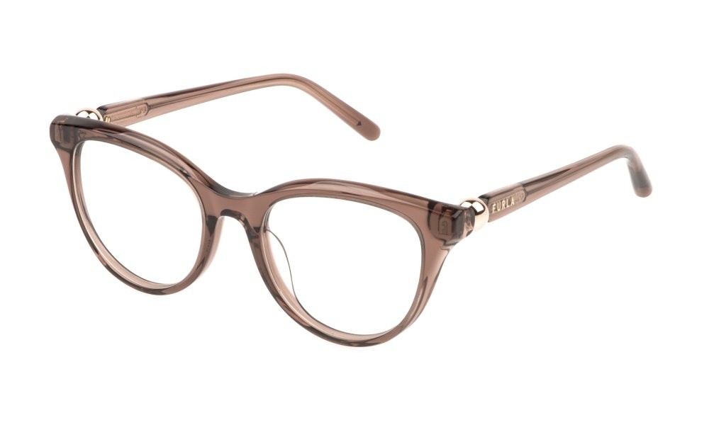 Eyeglasses Furla VFU877 (0G73) color marrone trasparente 