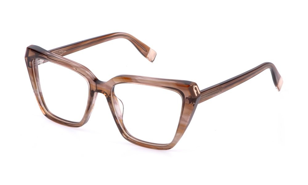 Eyeglasses Furla VFU988V (01EV) color marron chiaro striato 