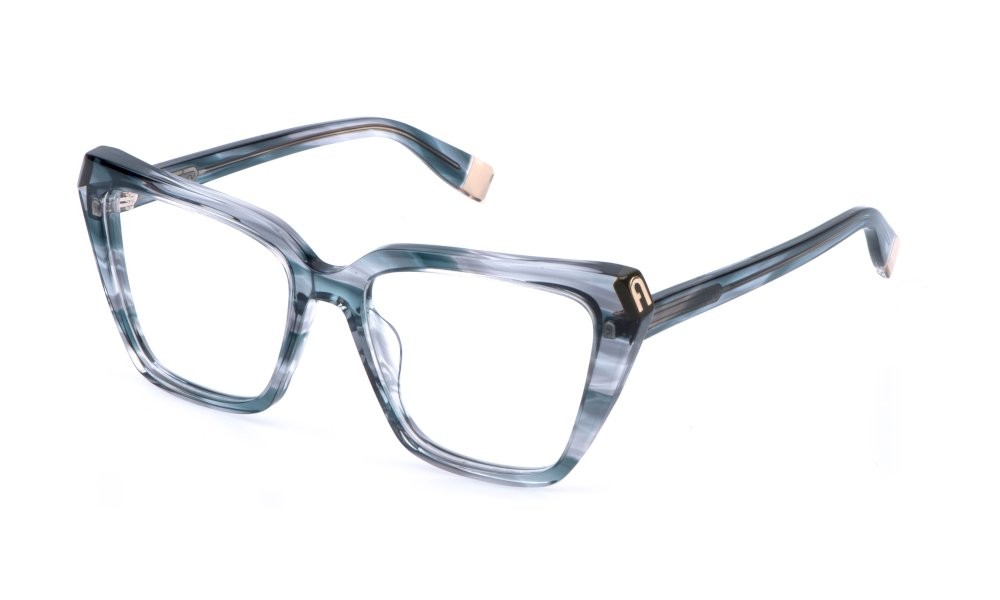 Occhiali da vista Furla VFU988V (0GBL) colore blu/grigio striato 