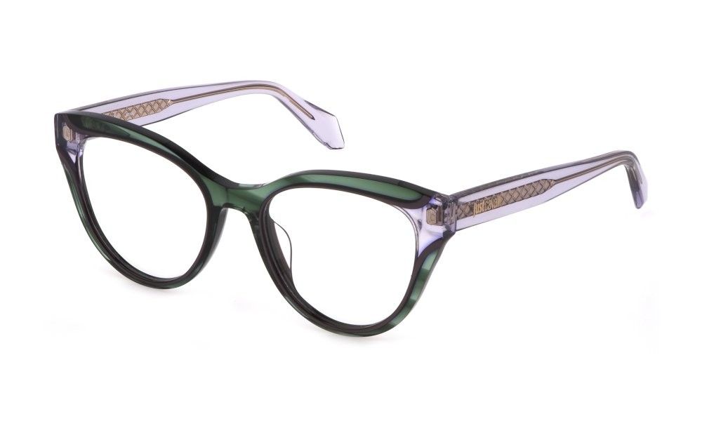 Eyeglasses Just Cavalli VJC001V (0VBT) color verde striato trasparente 