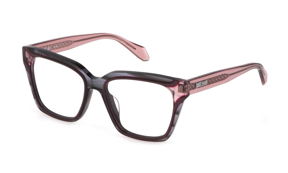 Eyeglasses Just Cavalli VJC002V (01EX) color grigio striato lucido 