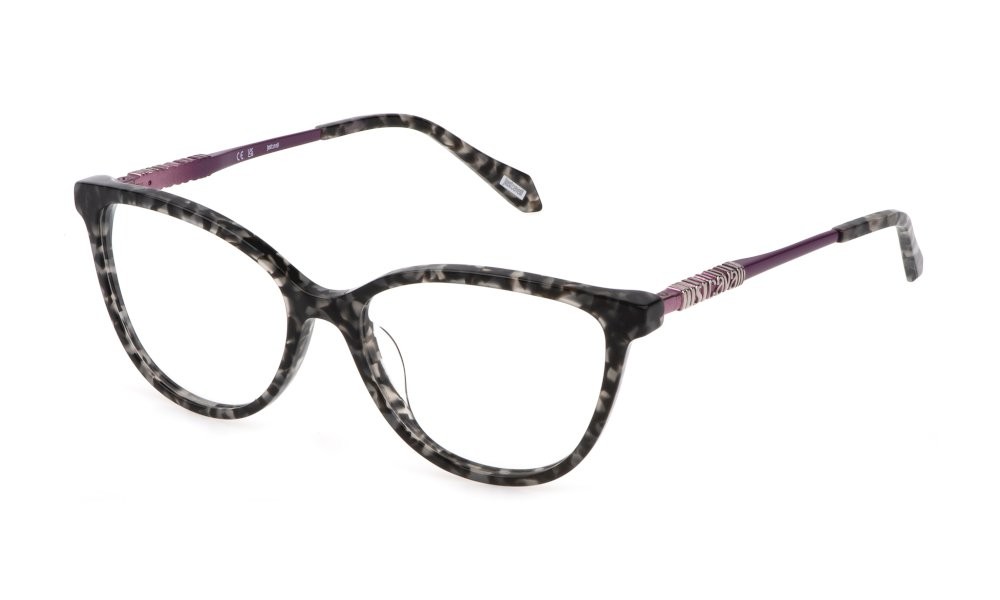 Eyeglasses Just Cavalli VJC008 (09SX) color avana grigio trasparente lucido 